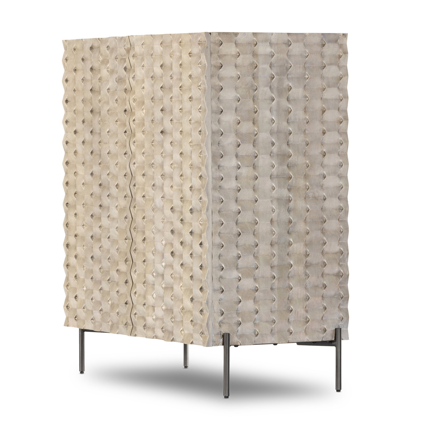 Rori 40.75'' Bar Cabinet, Stonewash Gray Mango/Gunmetal