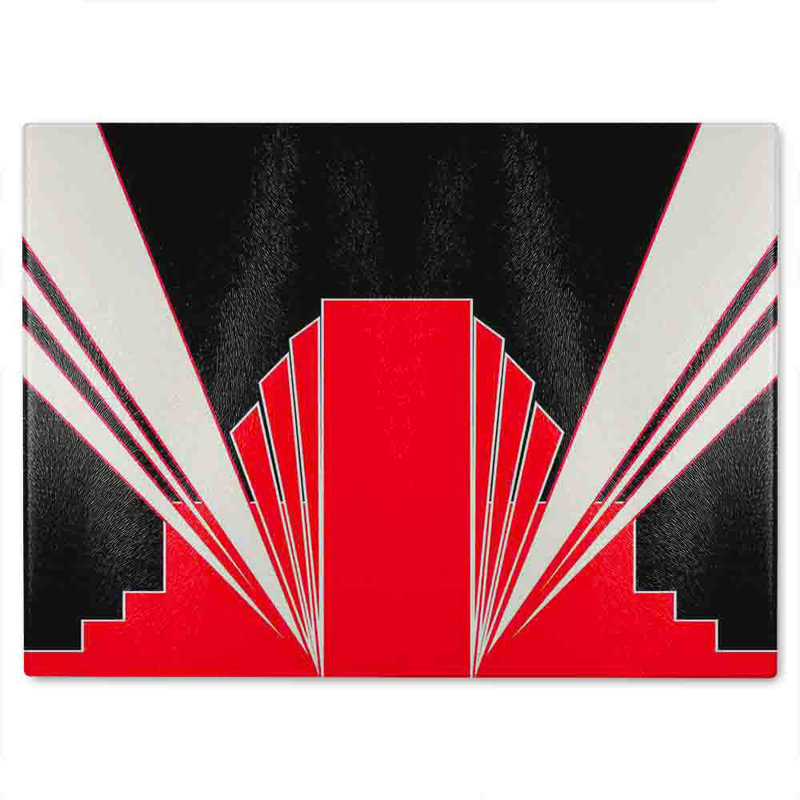 Art Deco Building Glass Chopping Board, 28cm L x 20cm W