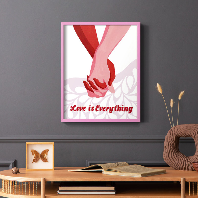 «Groovy Love I», reproduction encadrée - bois massif, Rose, H 10 po x l 8 po