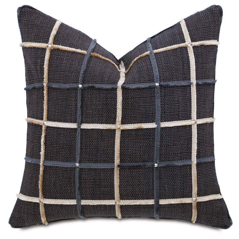 Gilmer Square Pillow Cover & Insert, Gilmer Charcoal, Faux Down