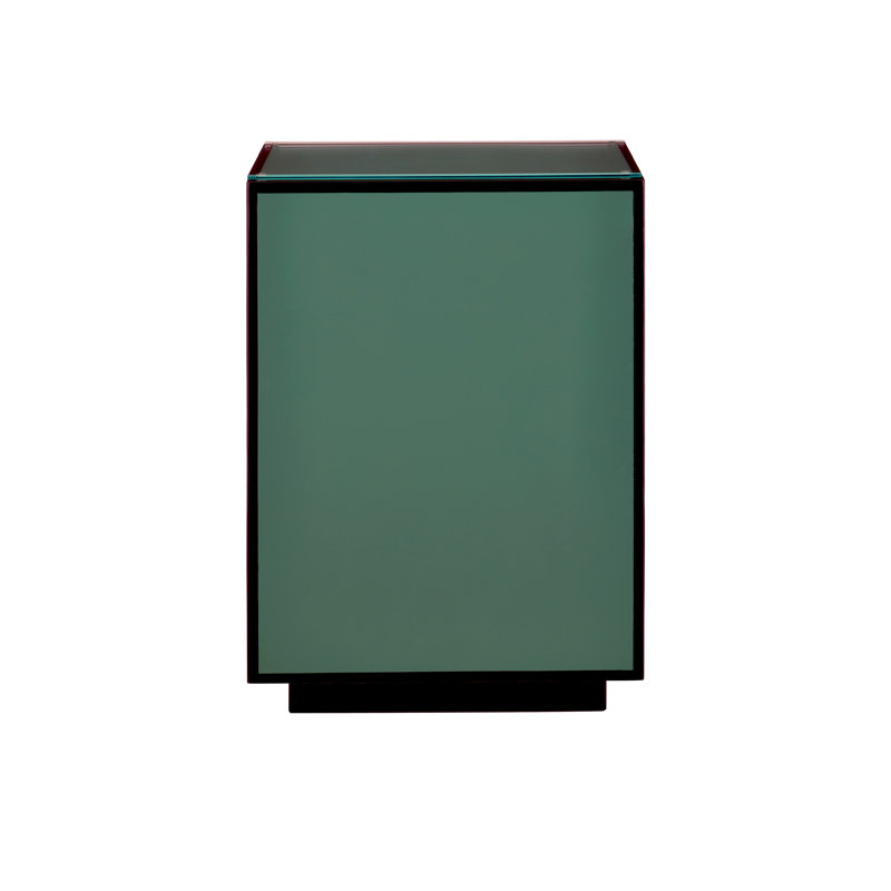 Lacquer Glass End Table, Green/Black