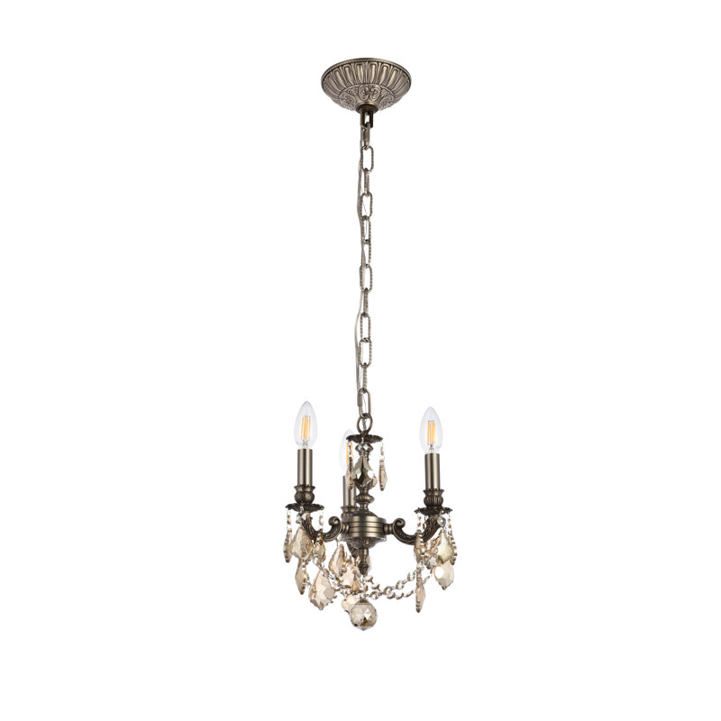 Downes 3 - Light Crystal Dimmable Chandelier, Golden Teak (Smoky) / Royal Cut