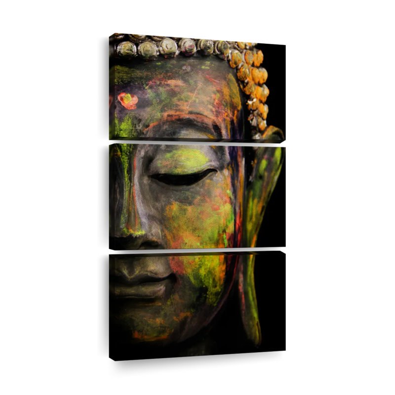 " Half Buddha Face " 3 - Pieces, 80" H x 39" W x 1.25" D