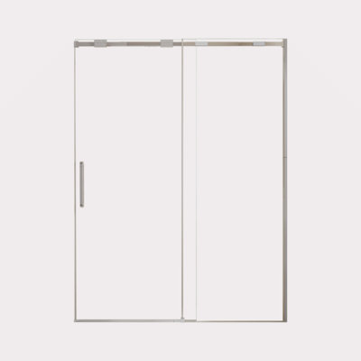 Porte de douche coulissante simple de 56 à 60 po x H 74 po à demi-cadre, acier inoxydable 304, verre trempé clair de 5/16 po (8 mm) de type GSC, poulie anti-déraillement de rail de guidage de type C