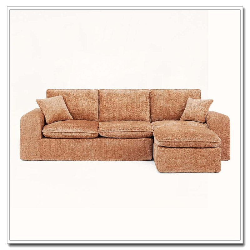 Canapé modulaire en L 107 po, Orange, 4