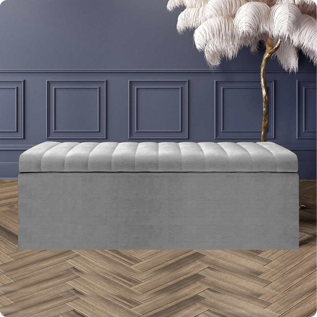 Safar Large Naples Ottoman Storage Box – Multi- Functional Striped Upholstered Blanket Box
