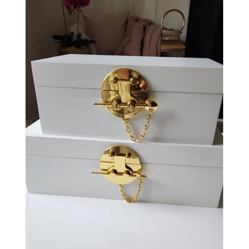 2 Piece Handmade Faux Leather Decorative Box Set