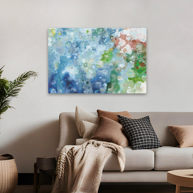 Bord de mer bord de mer scintillant rose bleu, H 48 po x l 32 po