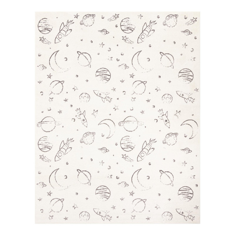 Machine Woven Polypropylene Plastic Rug, Rectangle 7'10" x 10', Ivory