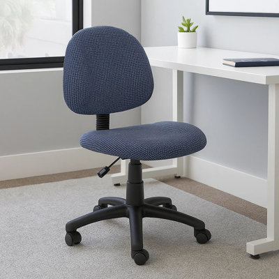 Chaise pivotante Jea, siège et dossier profilés, tweed bleu, roues