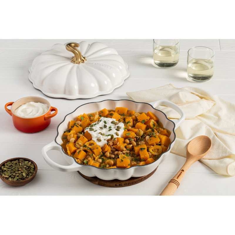 Le Creuset Enameled Cast Iron Signature Pumpkin Braiser, 2.75 Qt. - White, White