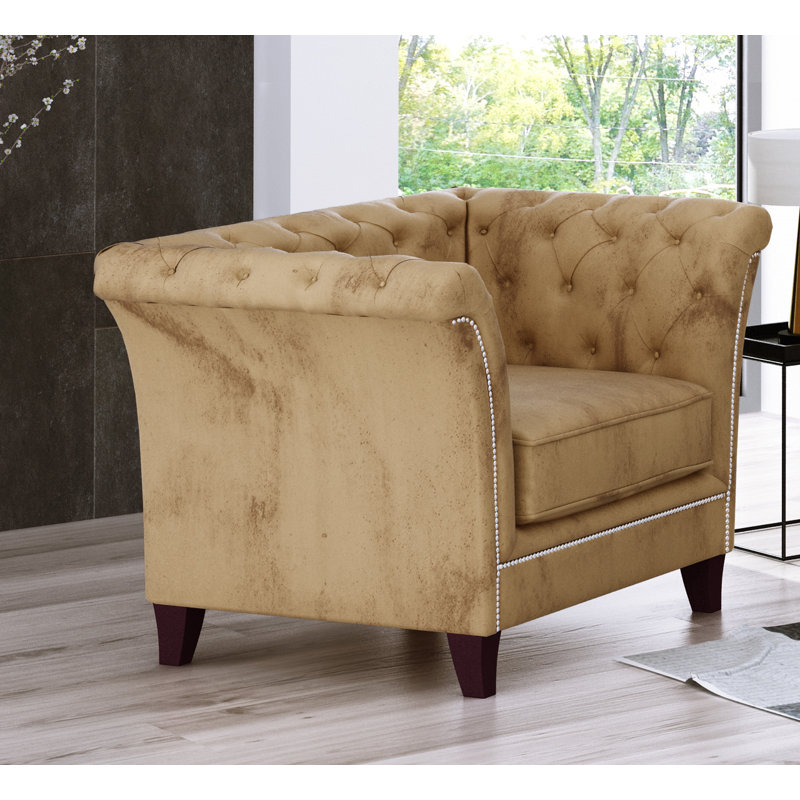  Chesterfield Armchair, Beige