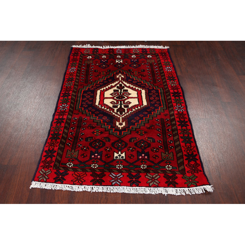 Tapis décoratif en laine noué à la main de conception unique 3 pi 2 po x 4 pi 8 po New Age