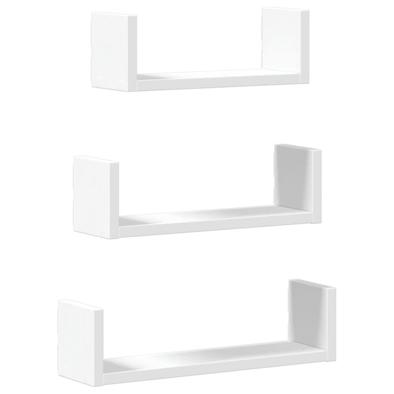 Abdulkadir 3 Piece Solid Wood Floating Shelf Set, White, 10.5cm H x 40cm W x 10cm D
