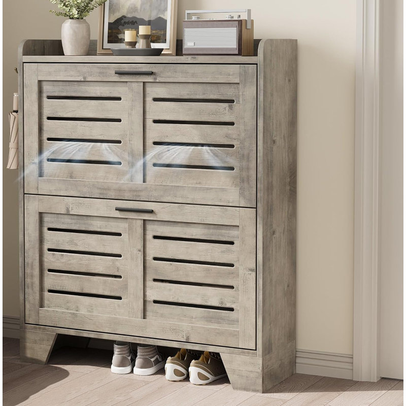 16 Pair Flip Down Shoe Storage, Grey