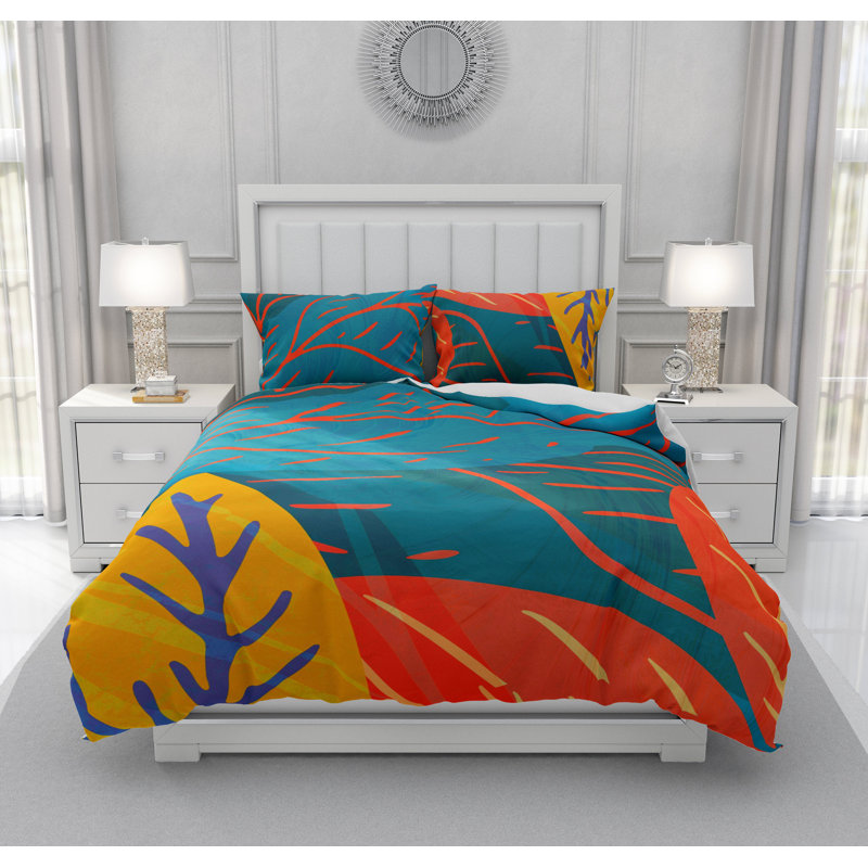 Ensemble de housse de couette Memphis Autumn, Housse de couette simple et 2 taies décoratives