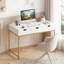 Office Desk with Power Outlets,43.5" Modern Writing Desk with Hidden Compartment Rustic Brown-131263732