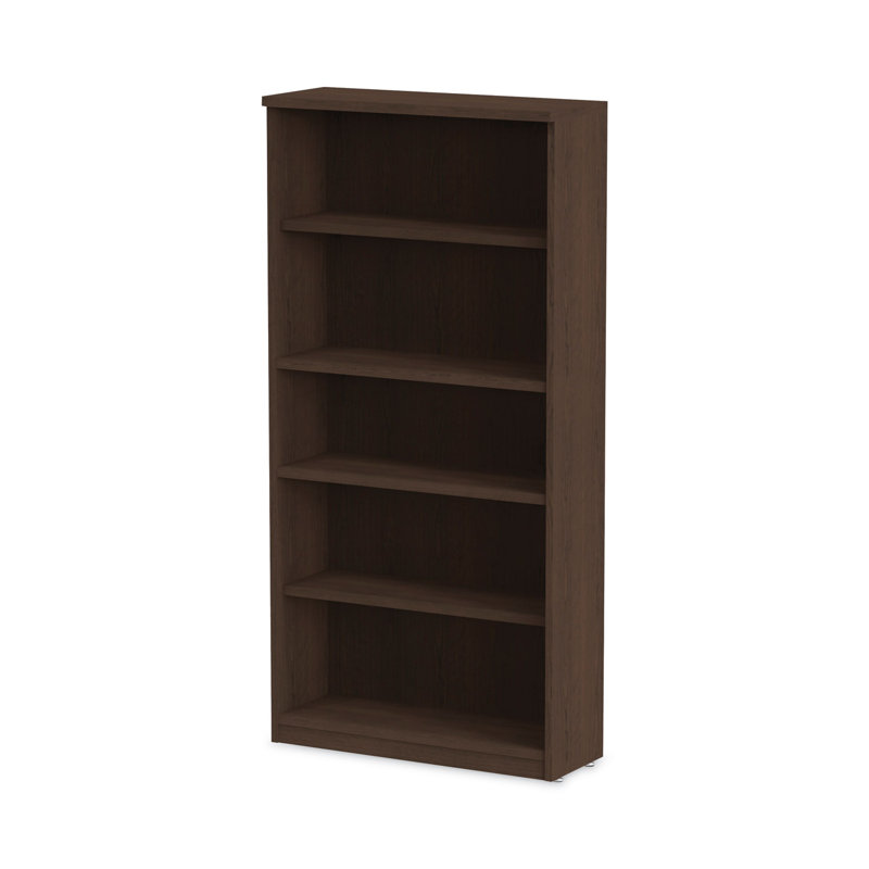 Espresso Adjustable 5-Shelf Woodgrain Laminate Bookcase