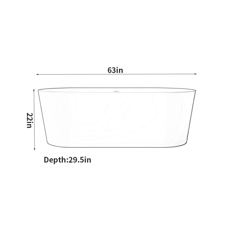 63'' W 22'' H Tub & Shower Kit, White