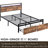 Queen Size Bed With Storage And , Rustic Look, Metal Platform, Noise- Frame Lights, Construction, Easy Assembly-294428167