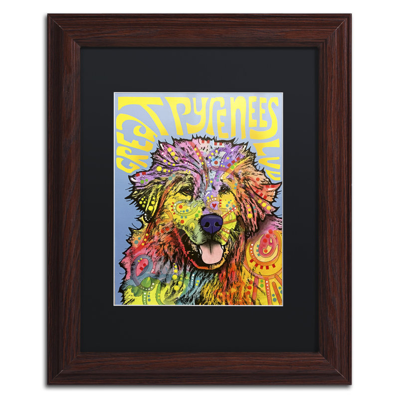 «Great pyrenees» par Dean Russo, impression encadrée, H 14 po x l 11 po x P 0,5 po, Noir, Cadre noir