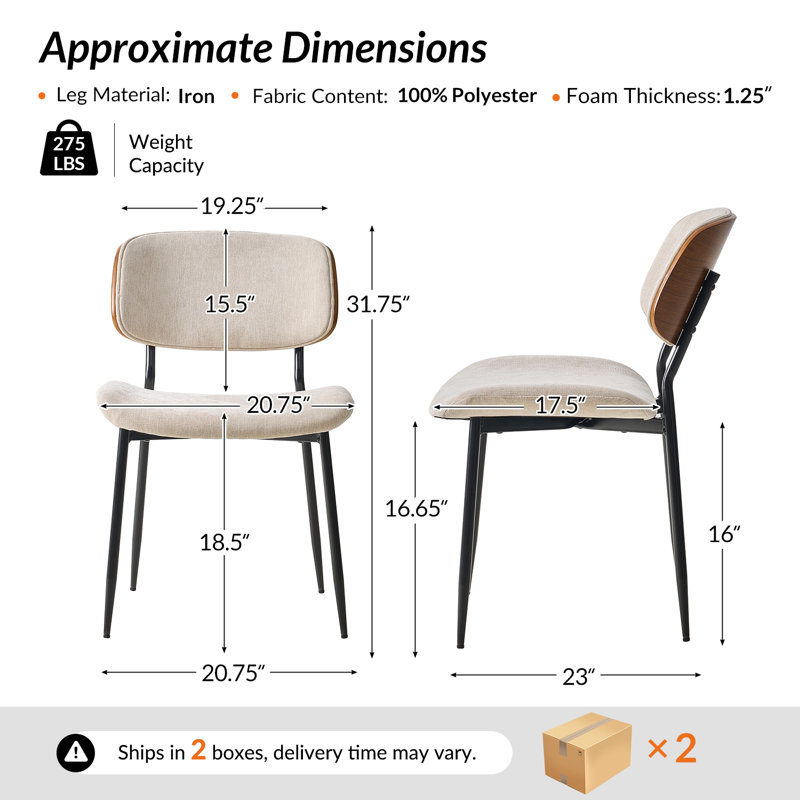 Ensemble de chaises de salle à manger à coussin de siège moderne en tissu l 20,75 po Balloo, Lin, 4