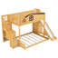 Lit superposé simple au dessus d'un lit double avec escalier de rangement, tablette, glissade et garde-robe, naturel et espresso-2024232870