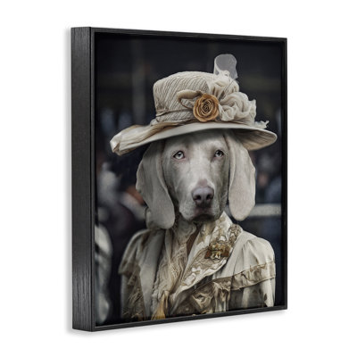 Chien avec chapeau floral, estampe numérique par Karen Burke