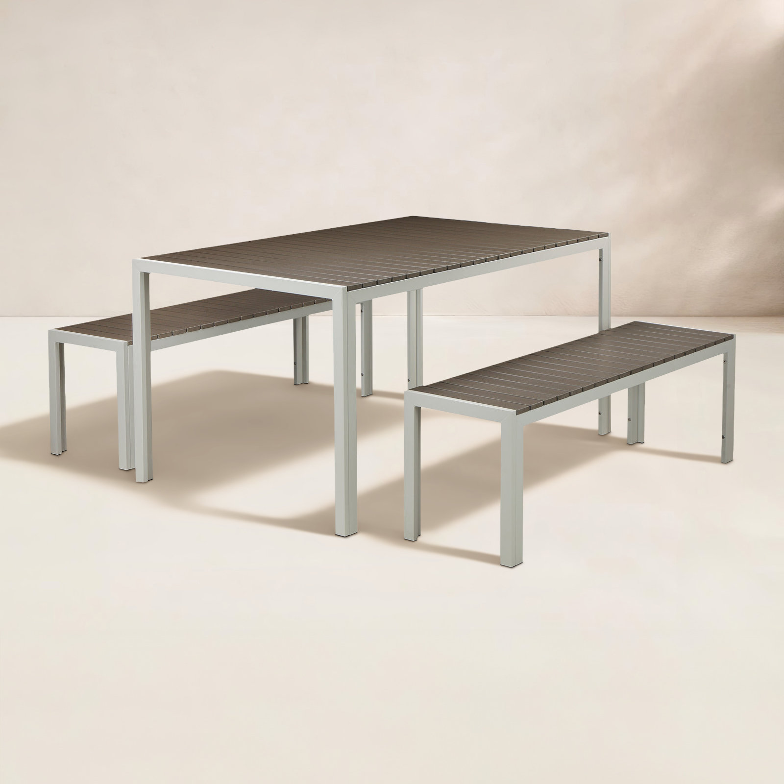 Joel 59" Patio Dining Set, White/Gray