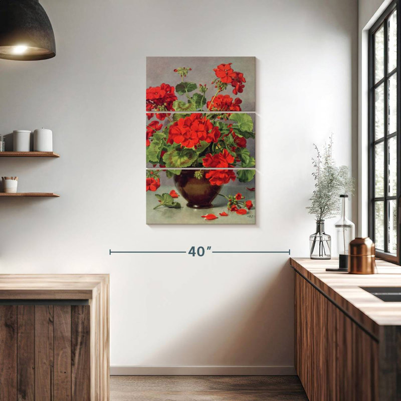 Harnek géranium dans un vase en faïence, H 38 po x l 24 po