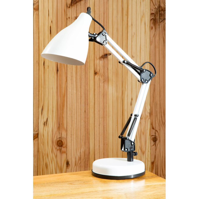 Aindrias Adjustable Metal Desk Lamp, White