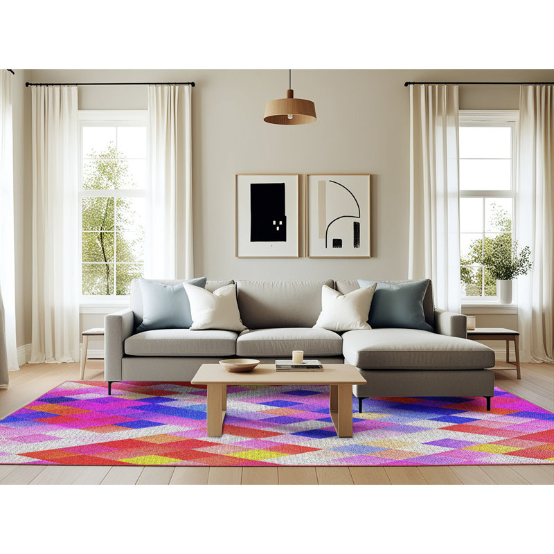 Tapis géométrique rose, Rectangle 6 pi x 9 pi