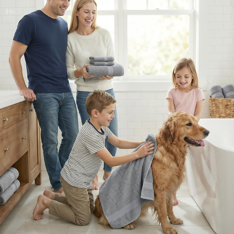 Ensemble de 16 serviettes 100 % coton, douces, absorbantes et à séchage rapide, pour la salle de bain et l'usage domestique.