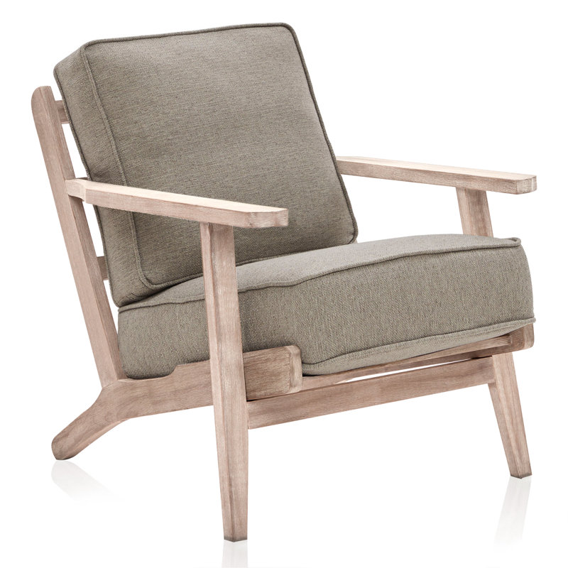 Dez 28.35" W Linen Armchair Upholstered, Natural/Gray