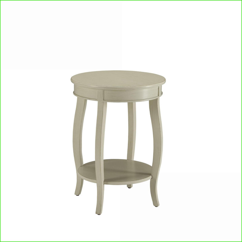 Table basse antique avec pieds ronds blancs et tablette inférieure ouverte, peu encombrante pour le salon, Crème