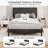 Bed Frame with High Headboard & Wooden Slats No Box Spring Needed-413050966