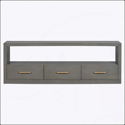 Meuble télé Mirod avec rangement spacieux, design classique, trois tiroirs, surface spacieuse et poignées en métal minimalistes