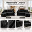 Canapé-lit modulaire convertible avec canapé-lit gigogne et chaise de rangement - noir-134157441