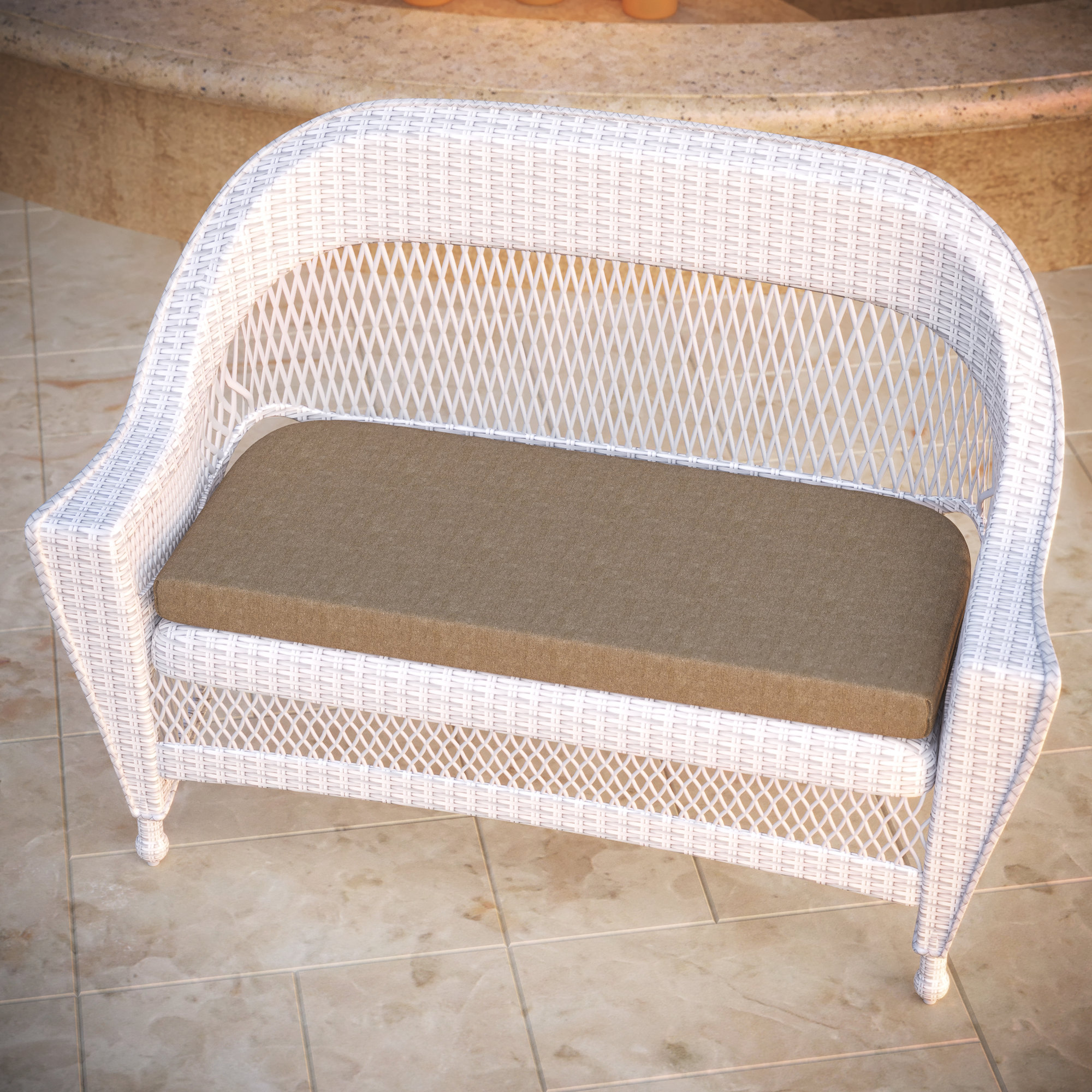 Sunbrella® Outdoor 3'' Bench Cushion, Spectrum Mushroom Sunbrella® Plainweave