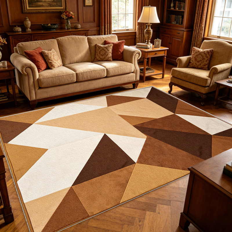 Terracotta and Brown Geometric carpet-easy to clean, machine-washable, soft and comfortable; suitable for door mats, kitchens, living rooms, bedrooms, corridors, and laundry areas. Easy to clean, durable carpet for home decoration.