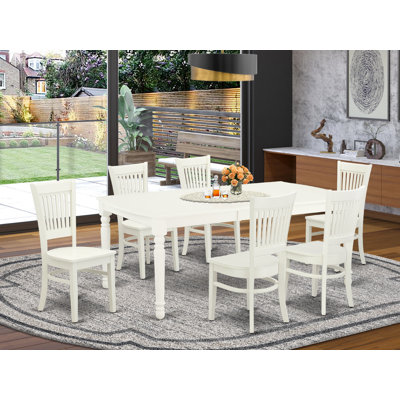 Ensemble de table de salle à manger 7 pièces 7 pièces 42 x 78 po, lin blanc