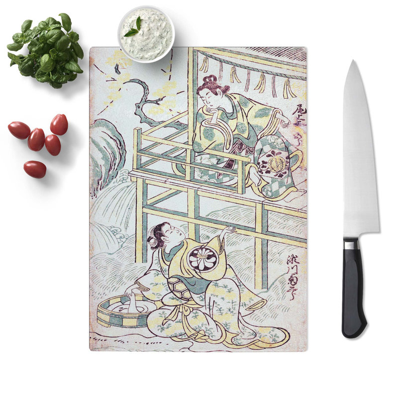 Tempered Glass Scene from a Drama by Torii Kiyonobu Chopping Board, 28.5 cm x 39 cm