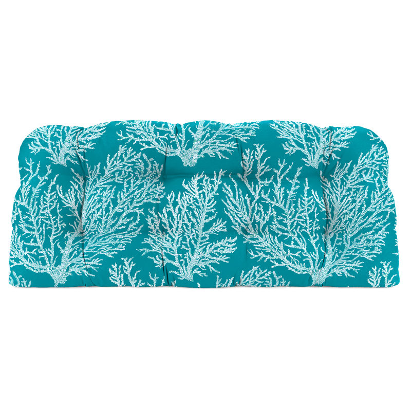 Coussin de banc d'extérieur en osier 44 "x 18" Sunbrella, Toile turquoise Seacoral