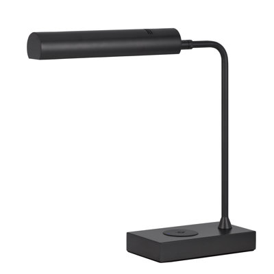 Lampe de bureau DELRAY DEL 44,5 cm (17,5 po) de hauteur, métal gris anthracite, DEL intégrée 12 W, 800 lumens, chargement sans fil
