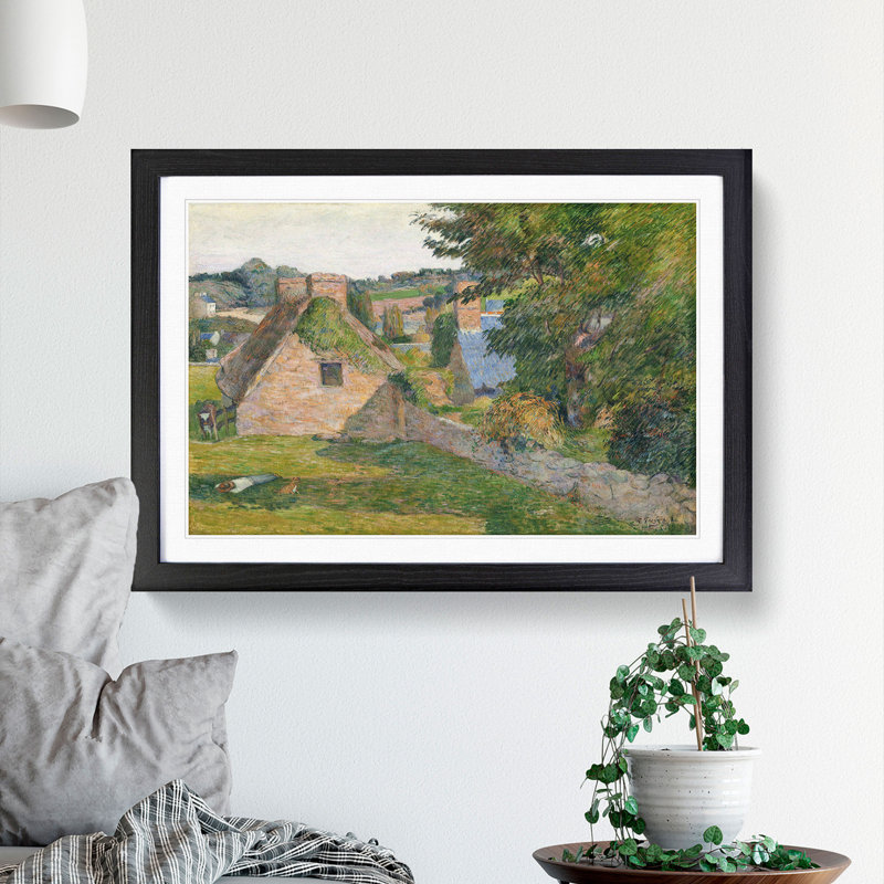 The Field of Derout-Lollichon by Paul Gauguin - Picture Frame Painting, 27cm H x 36cm W x 2cm D, Black