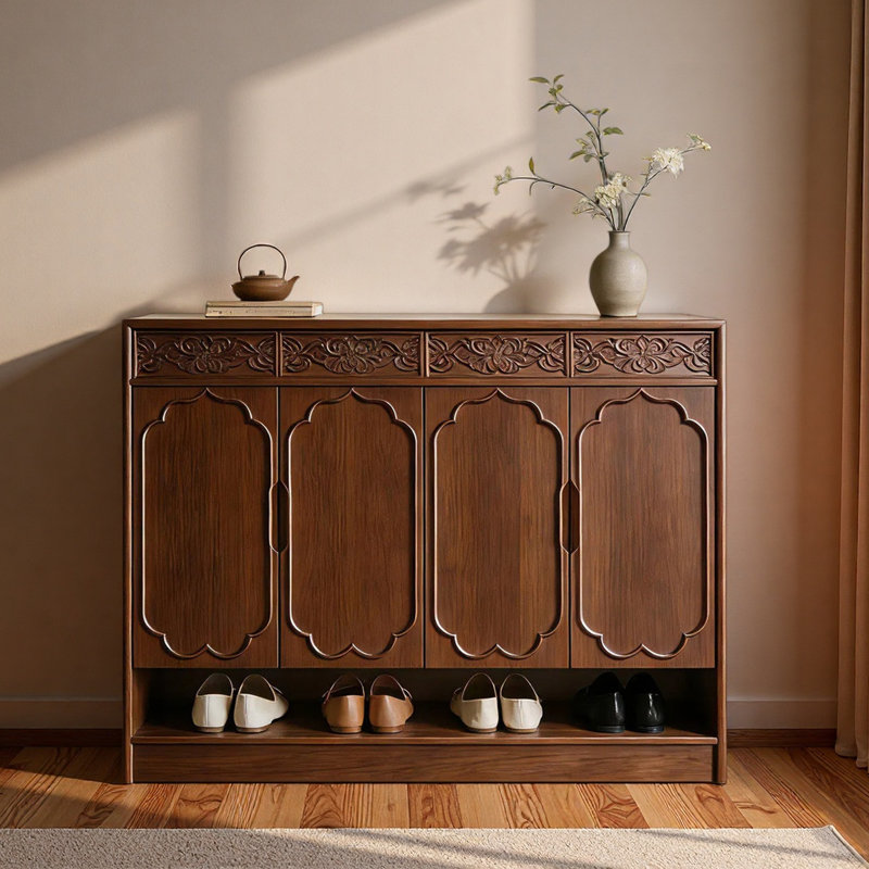 Retro large capacity storage shoe cabinet