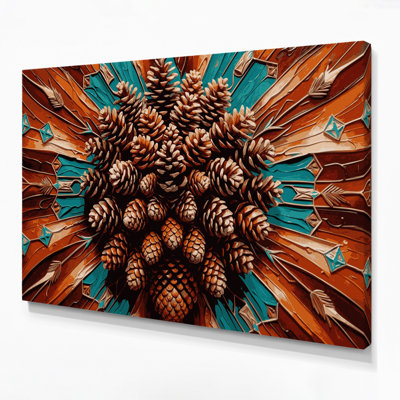 «Southwestern Plants Pinecone 174», art mural sur toile brune