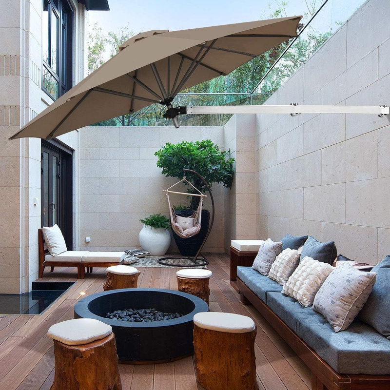 Brustrom 247cm Tilt Wall Mount Parasol, Brown