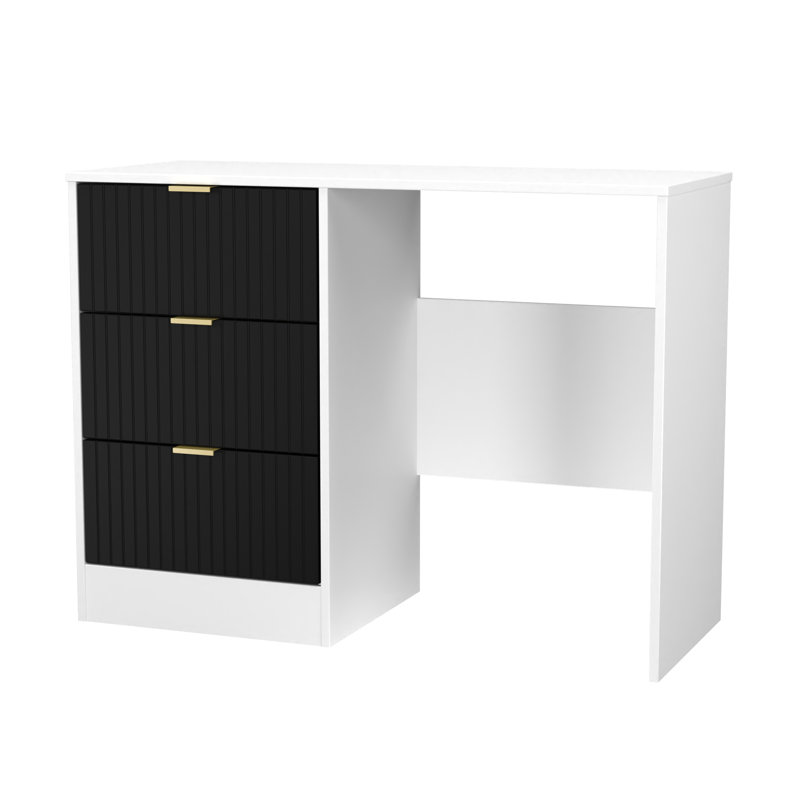 Berklie 3 Drawer Vanity (Ready Assembled), Deep Black/White