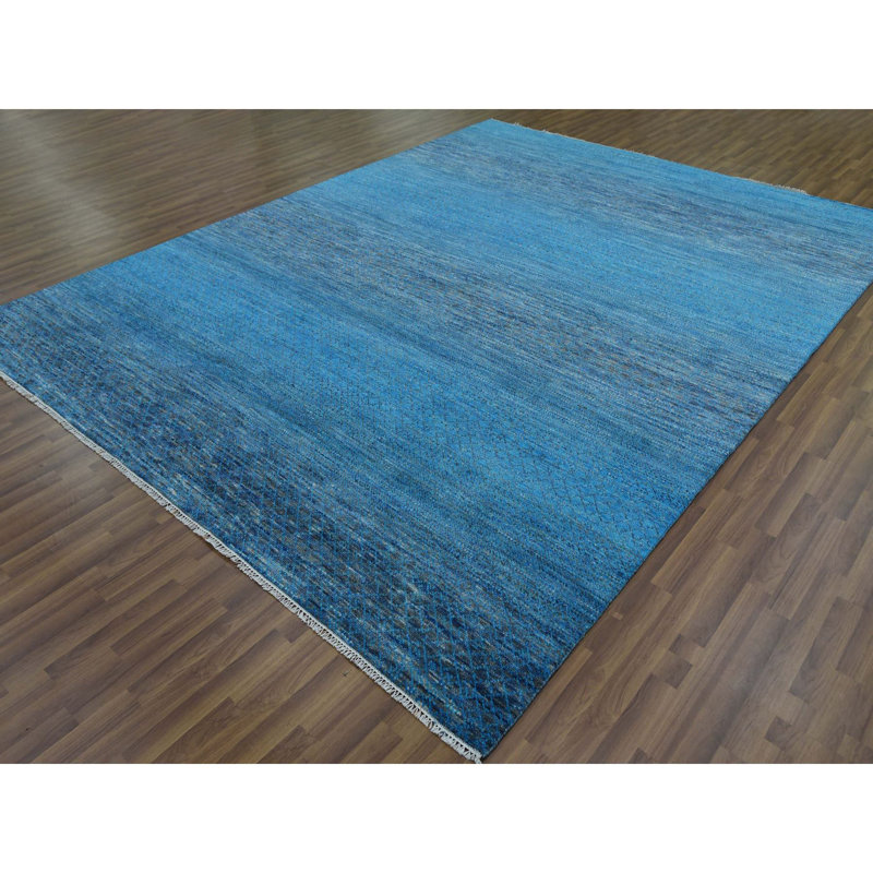 Tapis oriental bleu clair, moelleux et moelleux de 9 pi 1 po x 11 pi 10 po de la collection Chiaroscuro de la collection Modern Chiaroscuro D8BE1EA03DC340FCA58AA2F5C1002DC3
